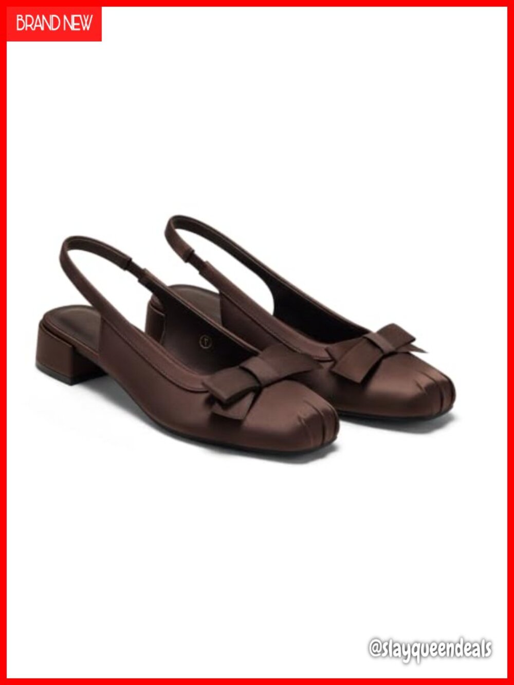Coutgo Women's Slingback Chunky Low Heel Closed Square Toe Bow Pumps